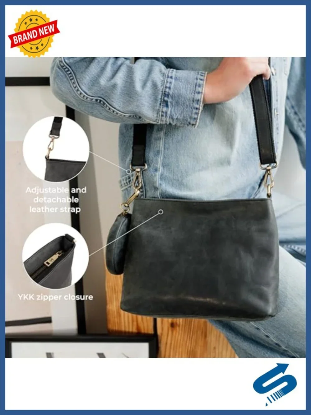 Genuine Buffalo Leather Crossbody Shoulder Bag Vintage Hobo Purse